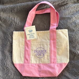 NWT in hand Trader Joe’s pink pastel mini tote
